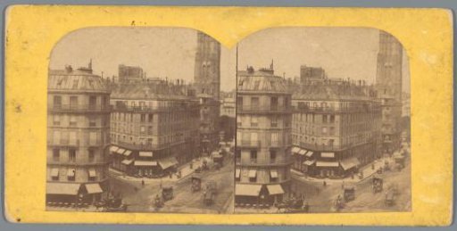 View of the Rue de Rivoli and Tour Saint-Jacques in Paris