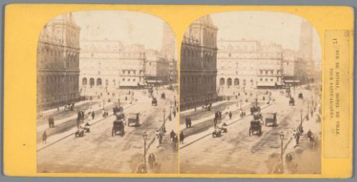 View of the Rue de Rivoli and Tour Saint-Jacques in Paris
