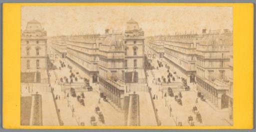 View of the Rue de Rivoli with part of the Palais du Louvre in Paris