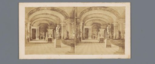 Interior of a museum hall in the Musée du Louvre in Paris