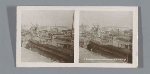 Surrendered German submarines in the harbor of Cherbourg