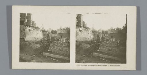 Soldier among ruins in Saint-Hilaire-le-Grand