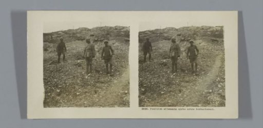 French soldiers on a bombed slope