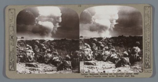 Indian bombers holding an important sector near Neuve-Chapelle come under Bosche shell fire