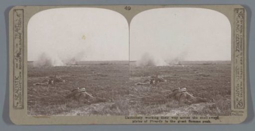 Cautiously working their way across the shell-swept plains of Picardy in the great Somme push