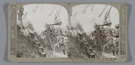 Zero hour! Prompt to the second, our men go over the top in a grand assault on Wytschaete Wood
