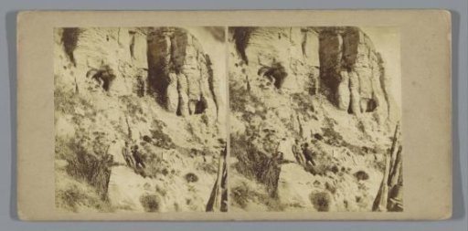 Three persons in a rocky landscape (presumably) in France