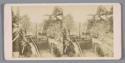 Ship in a lock (presumably) in France