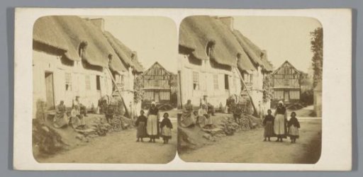 View of a street in a village (possibly) in France