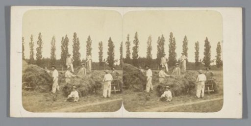 Group portrait of haymakers (possibly) in France