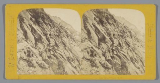 Mountaineers along a mountain pass