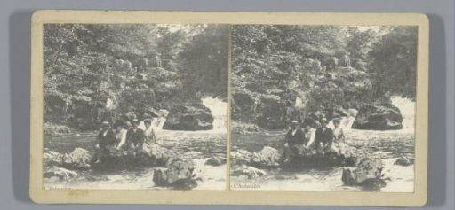 People on a rock in the Allier near Vichy (likely)