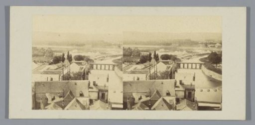 View of a town on a river, presumably Metz