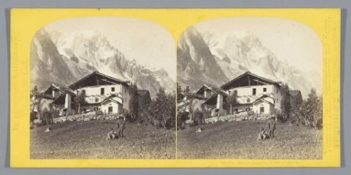 View of a house with the Grandes Jorasses behind it