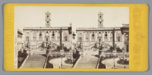 View of the Piazza del Campidoglio with the Palazzo Senatorio in Rome
