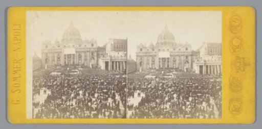 View of St. Peter's Square in Rome during the Easter Blessing of the Pope
