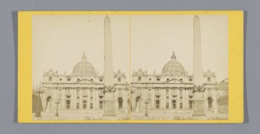 View of St. Peter's Basilica in Vatican City and the Vatican Obelisk