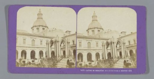 View of the courtyard of a Benedictine monastery in Messina