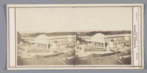 View of the Leopold Station in Florence (probably) during the National Exhibition in 1861