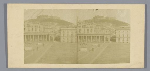 Piazza del Plebiscito in Naples, with a view of Castel Sant'Elmo