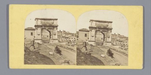 View of the Arch of Titus at Rome, with a horse-drawn carriage in the foreground