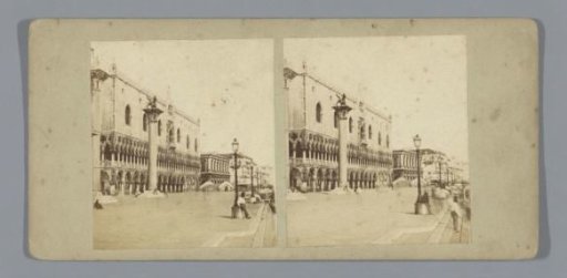 View of the Column of San Marco and the side facade of the Doge's Palace in Venice