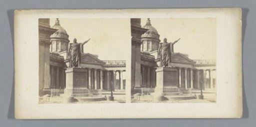 View of the Kazan Cathedral in St. Petersburg with a monument to Field Marshal Mikhail Kutuzov in front of it