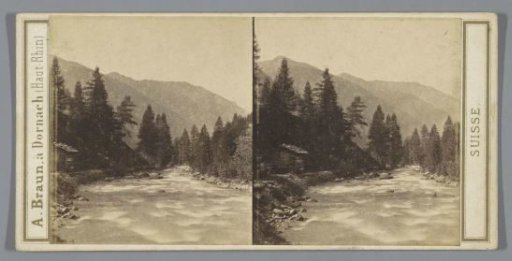 Mountain landscape near Glarus, Switzerland, the depicted river is probably the Linth