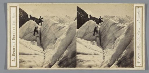 Men with the French flag on the Mer de Glace, Chamonix