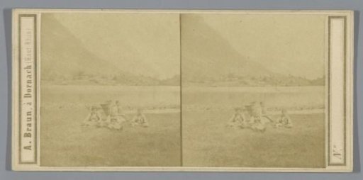 Woman with four children on Lake Brienz or Lake Thun near Interlaken