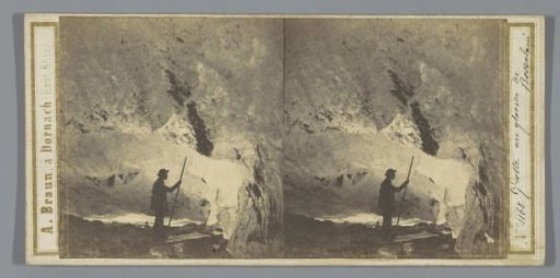 Man in a cave beneath the Rosenlaui Glacier, Switzerland