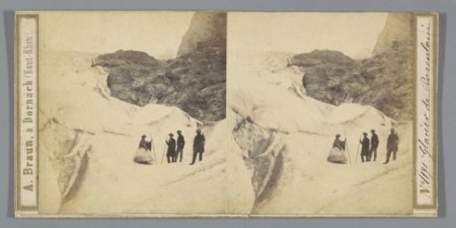 Three men and a woman on the Rosenlauigletscher, Switzerland