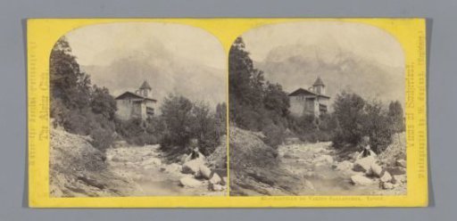 View of a building near Sallanches, with the Aiguille de Varan in the background