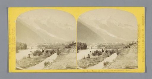 View of the valley of Chamonix, with the Mont Blanc in the background