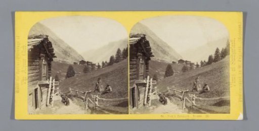 View of Zermatt, with a wooden building in the foreground