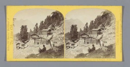 Wooden buildings at Zermatt, with the Täschhorn in the background