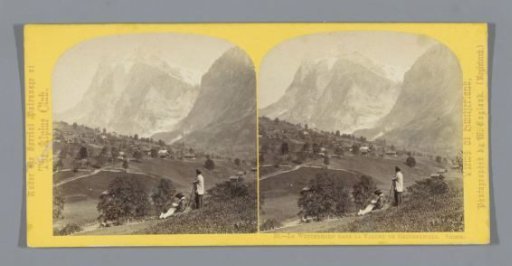 View of the valley of Grindelwald, with the Wetterhorn in the background