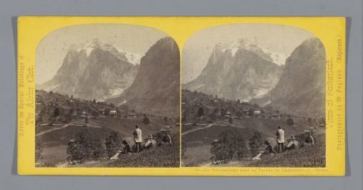 View of the valley of Grindelwald, with the Wetterhorn in the background