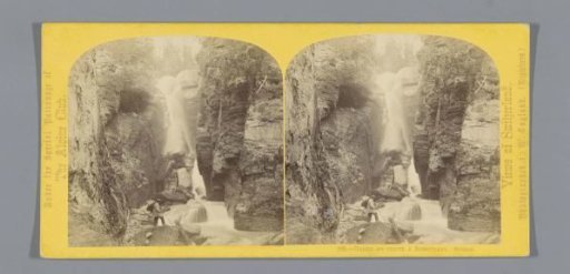 View of a waterfall in a gorge near Rosenlaui