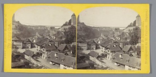 View of Fribourg, with the Gottéron Bridge in the background