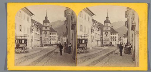 Street in Altdorf, with a view of the William Tell Tower