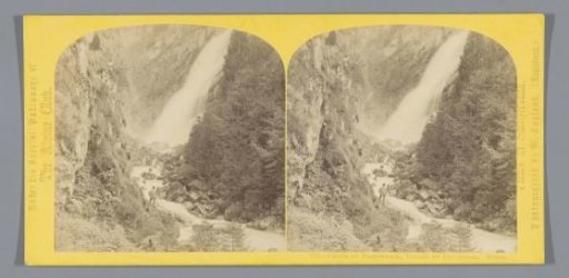 View of a waterfall in the Linth Valley