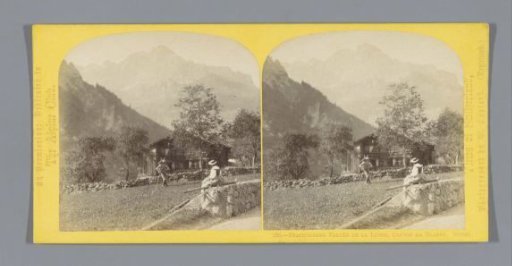 View of the Linth Valley, with a mountain hut in the foreground