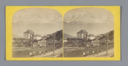Buildings in Sallanches, with the Mont Blanc in the background