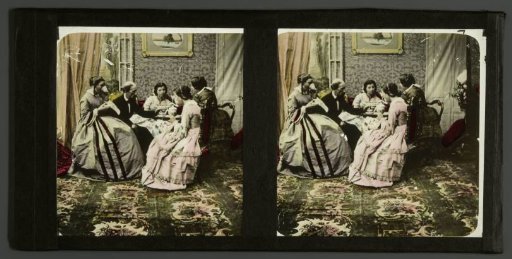 Company around a table, drinking tea