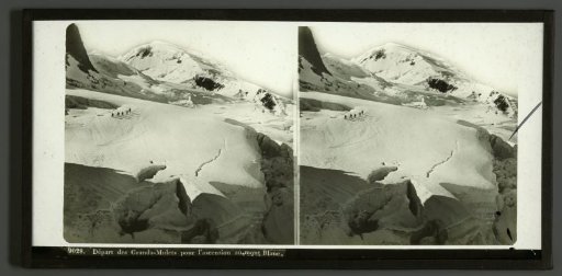 Departure of a group of mountaineers from Grands-Mulets for the ascent of the Mont Blanc