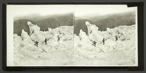 Three mountaineers on the Glaciers des Bossons, France