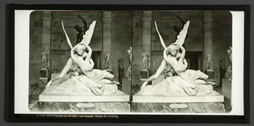 Sculpture of Amor and Psyche by Antonio Canova in the Musée du Louvre in Paris, France