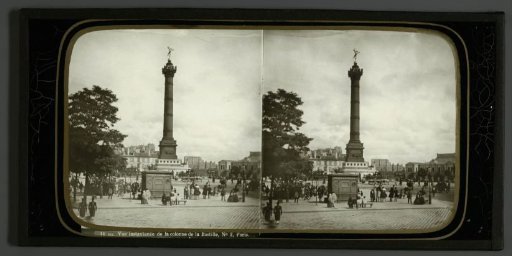 View of the Colonne de Juillet on Place de la Bastille in Paris, France
