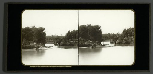 View of a bridge in the Bois de Boulogne